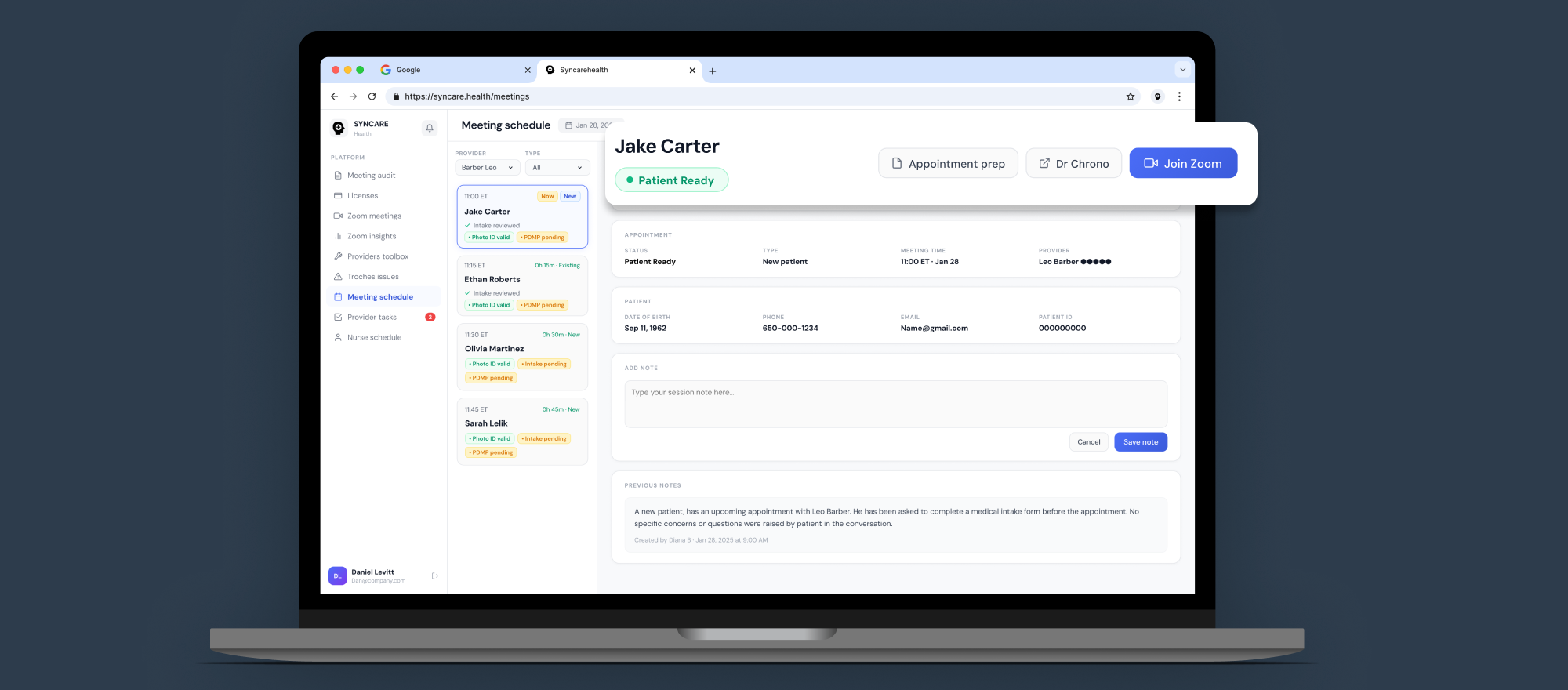 Syncare / Telehealth Dashboard